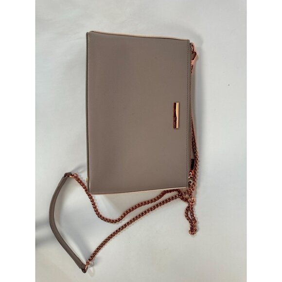 Ted Baker Women's Gray Crossbody Bag W/ Rose Gold Chain & Animal Print Lining - Picture 13 of 16